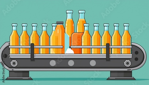 juice factory conveyor with bottles