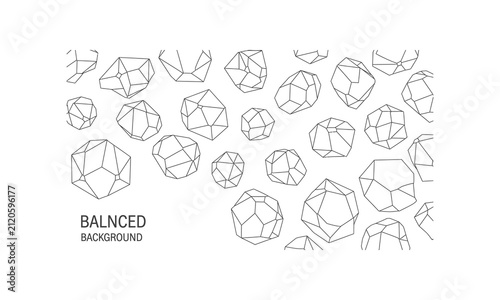 Polyhedral crystal wireframe background pattern.