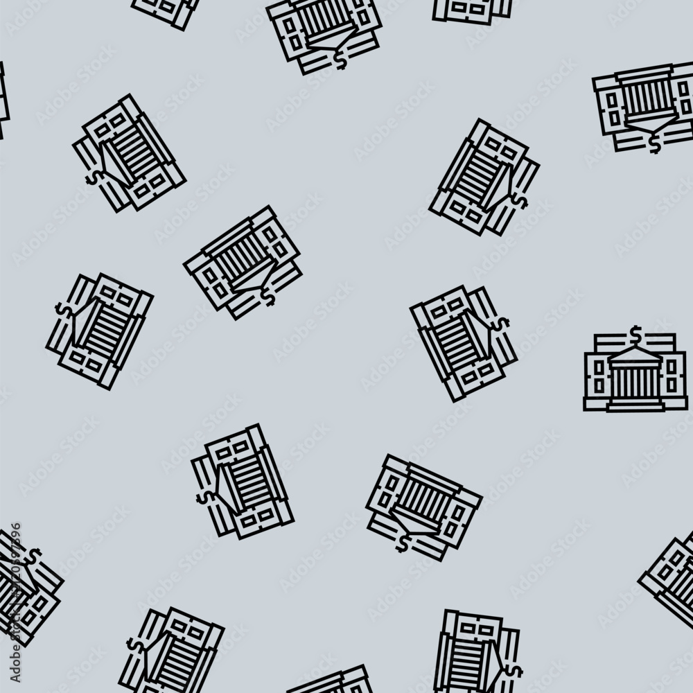 Fototapeta premium business bank building vector line seamless pattern business bank building sign illustration