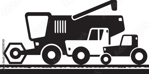 Agricultural machinery in the field - vector illustration
