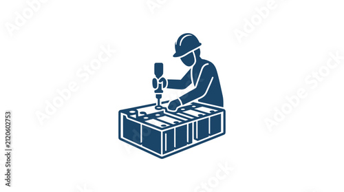 Man drilling into wooden crate.