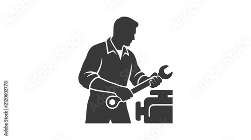 Man holding wrench and socket.