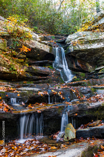 Hidden Falls waterfall with colorful fall foliage