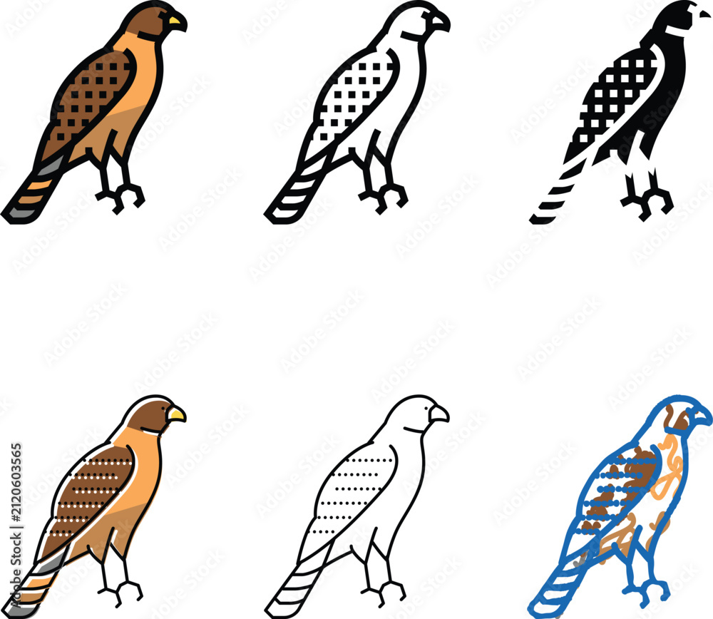 Fototapeta premium hawk bird set color icon vector. hawk bird sign. isolated symbol