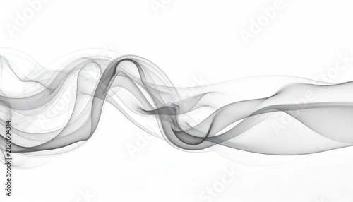 Abstract black flowing wave pattern on white background.