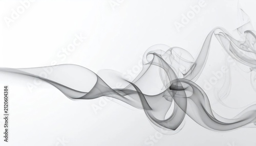 Abstract black smoke swirls on white backdrop.