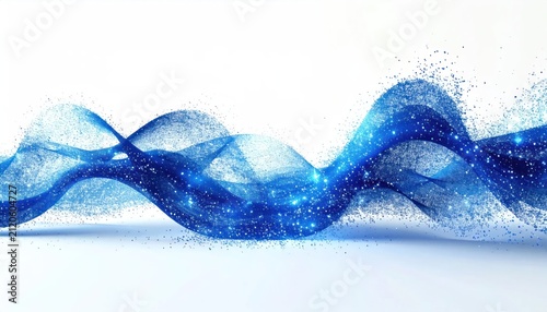 Abstract blue digital wave on white background.