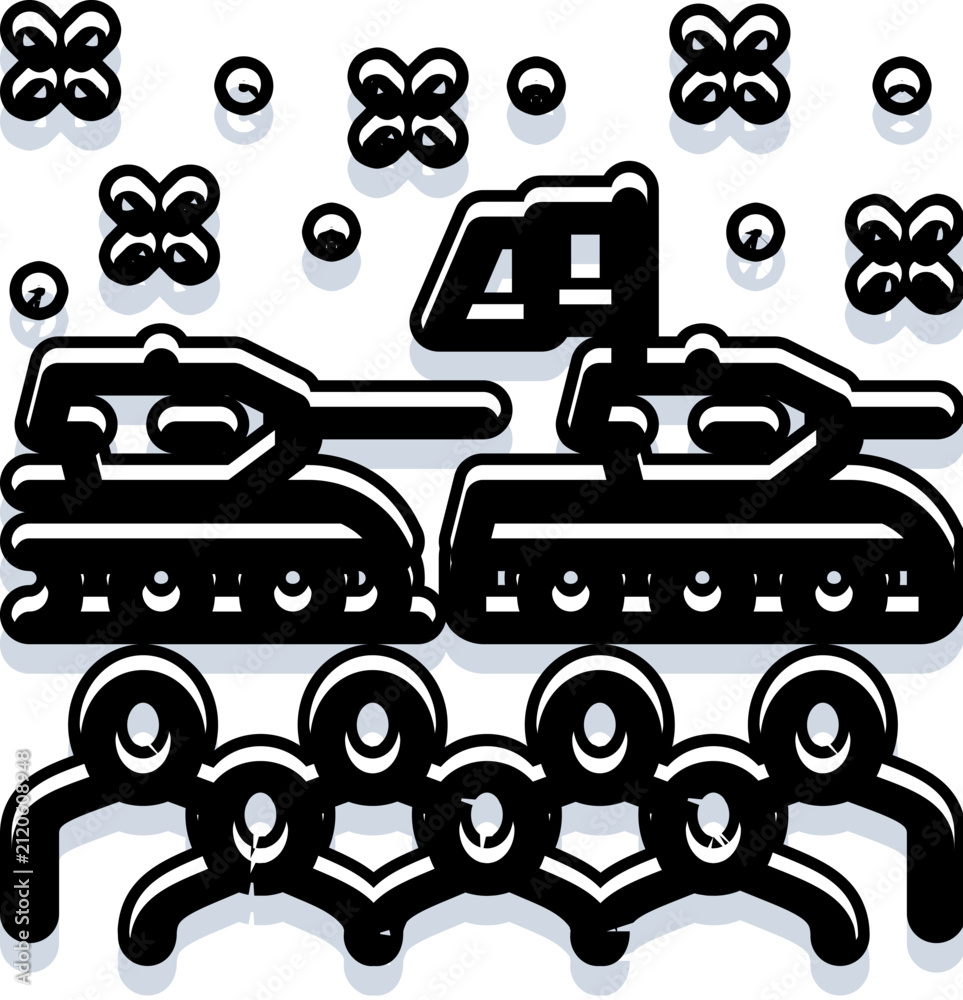 Obraz premium Military tanks advancing across terrain with accompanying troops and smoke, illustrating power, frontline combat operations, defense readiness and the intensity of warfare conflict