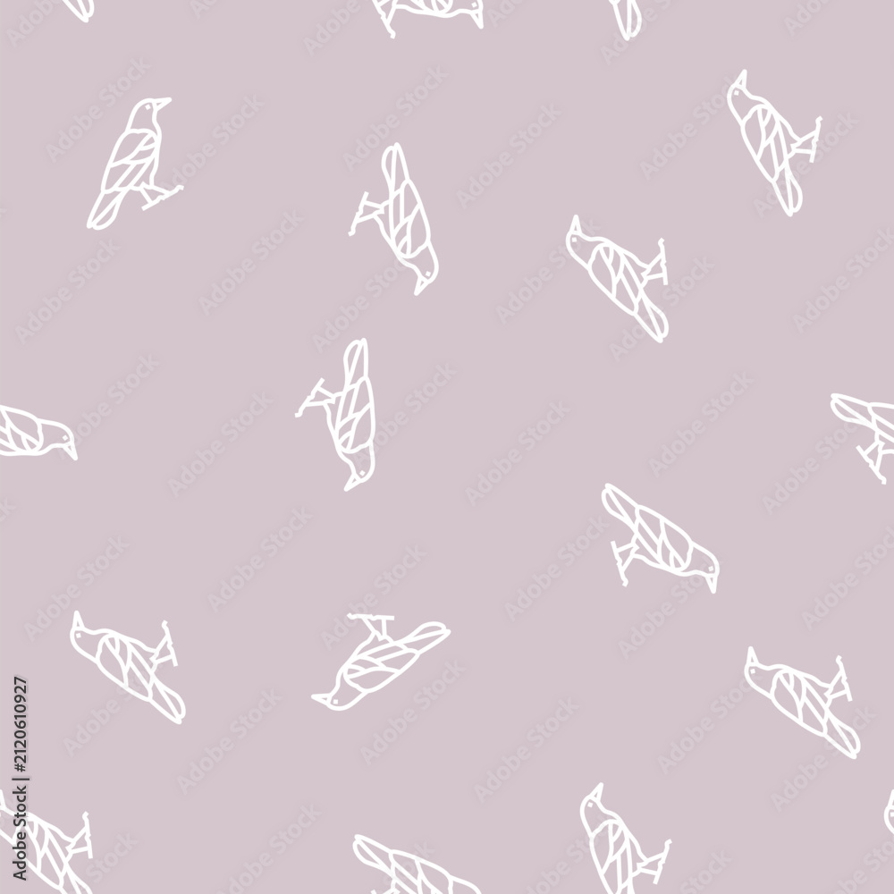 Fototapeta premium crow bird vector line seamless pattern crow bird sign illustration