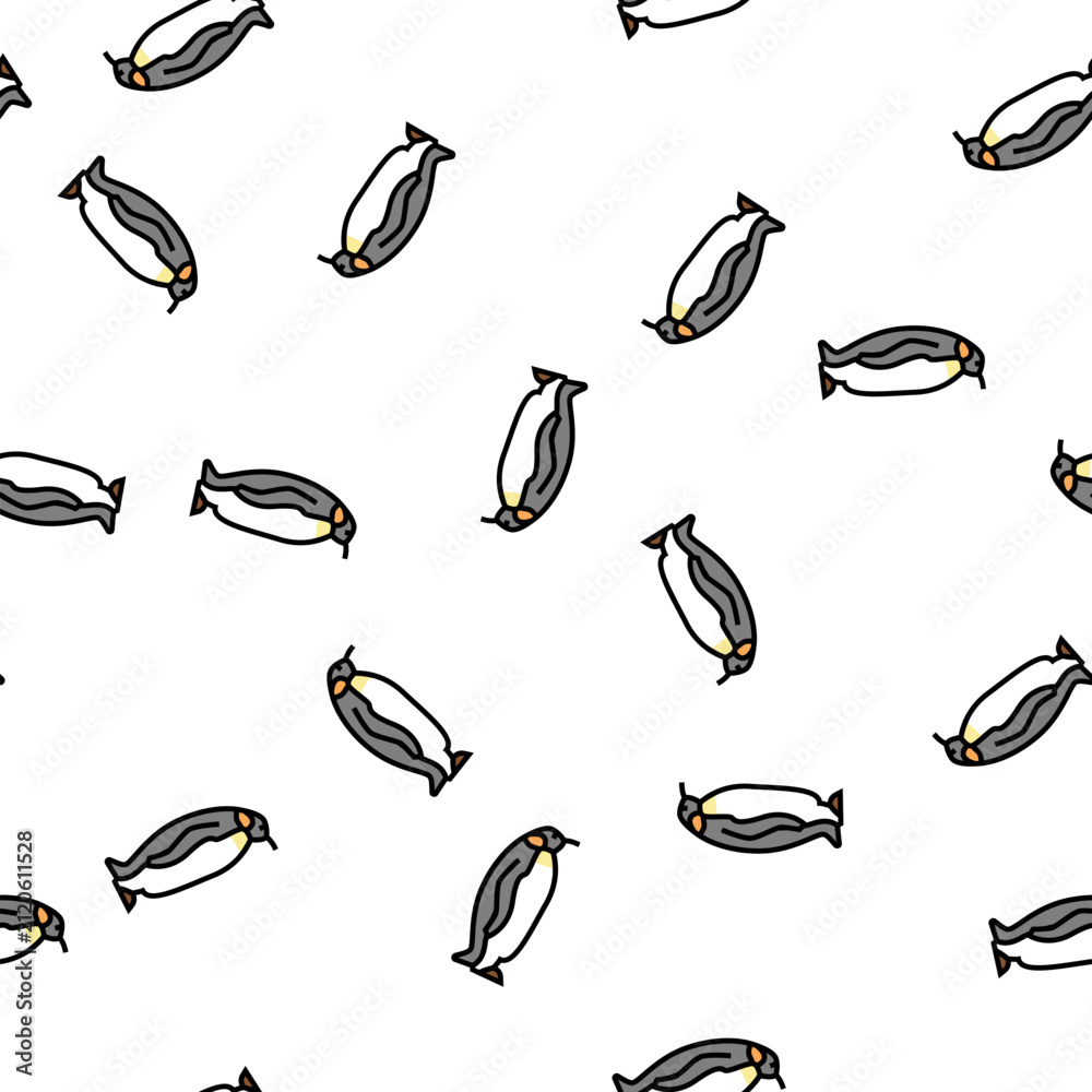 Fototapeta premium penguin bird in zoo vector seamless pattern penguin bird in zoo sign illustration