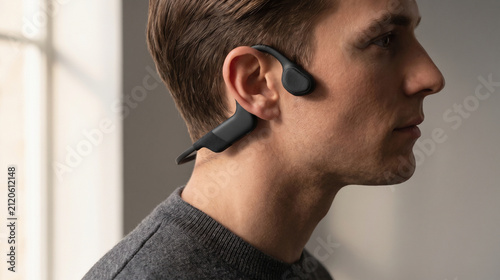 Bone Conduction Headphone Close-Up for Wellness Audio Innovation
