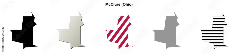 Fototapeta premium McClure (Ohio) blank outline map set