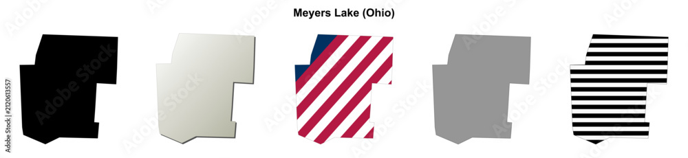 Obraz premium Meyers Lake (Ohio) blank outline map set