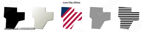 Fotografía Lore City (Ohio) blank outline map set