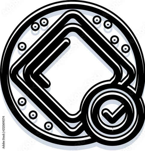 Foto Abstract geometric badge with a bold black outline, featuring a diamond shape wi