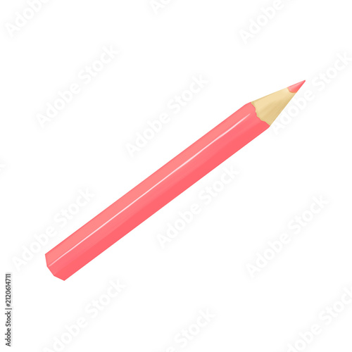 Single pink colored pencil isolated on transparent background