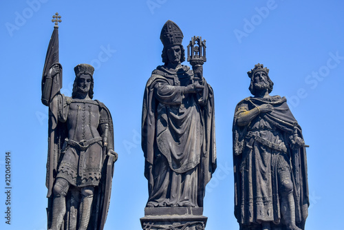 Statue of Saints Norbert of Xanten, Wenceslas of Bohemia and Sigismund at Charles bridge in Prague