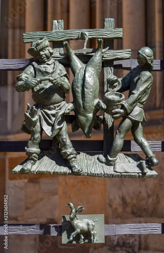 Capricorn zodiac sign at Golden gate of Prague Cathedral