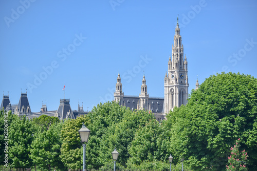 View at Vienna Rathaus over the treetops
