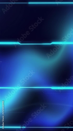 Sleek looping abstract digital background with soft flowing deep blue gradients enclosed by glowing cyan horizontal border lines, ideal for technology presentations and modern interfaces