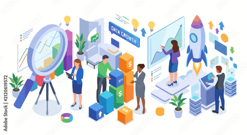 Fototapeta premium Data growth and business analytics concept