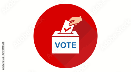 Vote icon with hand casting ballot