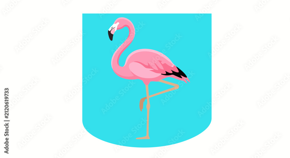 Obraz premium Pink flamingo illustration on a blue background