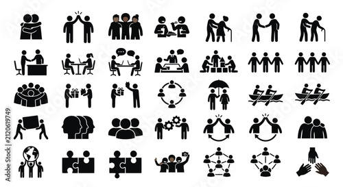 Set of teamwork and collaboration icons