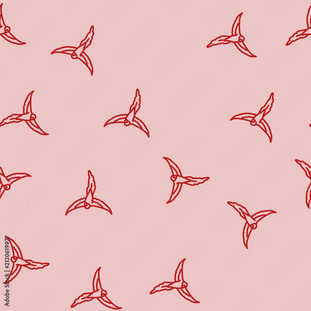 Fototapeta premium flying parrot bird vector line seamless pattern flying parrot bird sign illustration