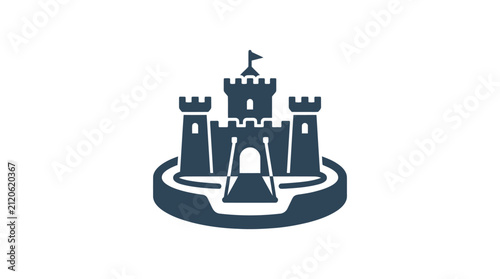 Fotografie Sand Castle Icon With Towers.