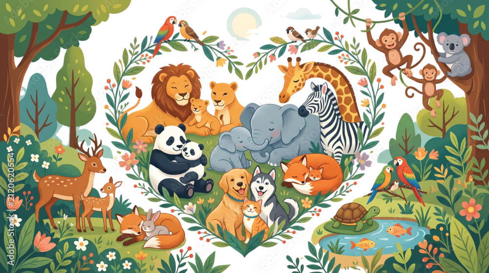 Obraz premium National Animal Day Concept Vector Design with Wildlife Animals Theme