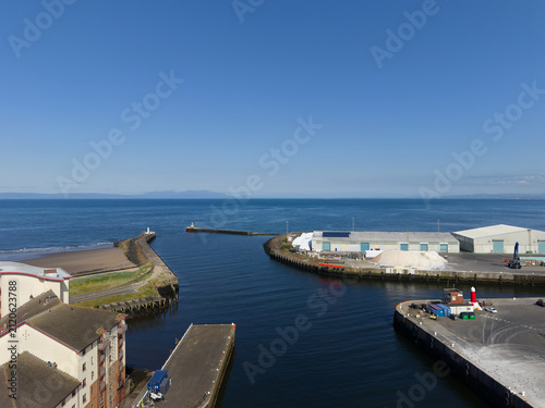 Ayr harbour and town viewed from above