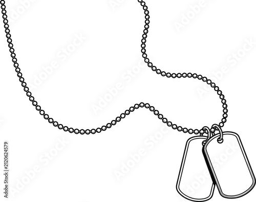 Military dog tags on necklace vector -military dog tags on a chain vector illustration isolated on white background
