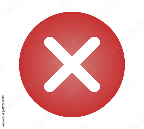 Foto Red Cross Symbol: A stark red circle with a bold white cross, representing negation or error, stands as a clear visual indicator of rejection or incorrectness