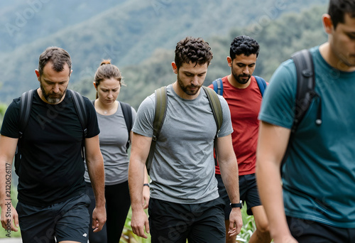 Group of diverse hikers wit...