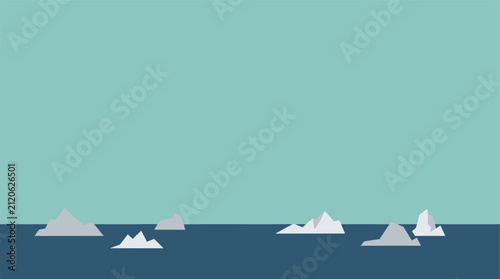 Foto Minimalist Arctic Ocean Landscape Vector Illustration Design Featuring Floating