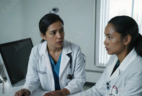 Two female doctors in white...