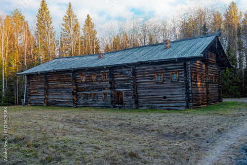Large ancient wooden house in russian village