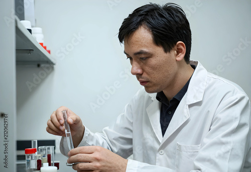 Male scientist in a white l...