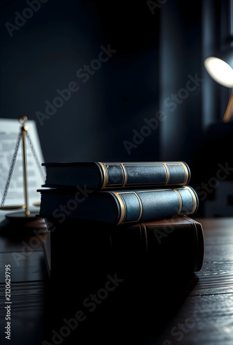 Stack of law books on a dar...