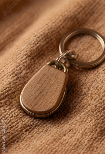 Wooden keychain with metal ...