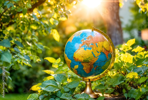 World globe in lush green f...