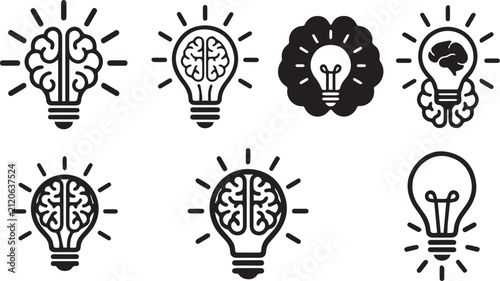 Photography Brain lightbulb icons