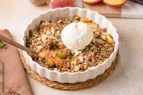 Delicious peach crumble