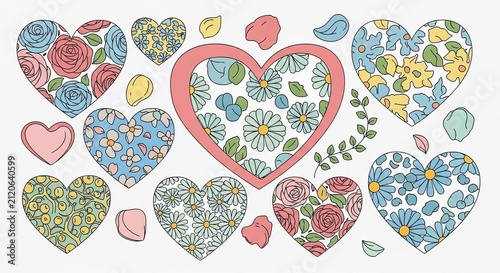Floral heart designs for romantic concepts valentines day or decorative purposes