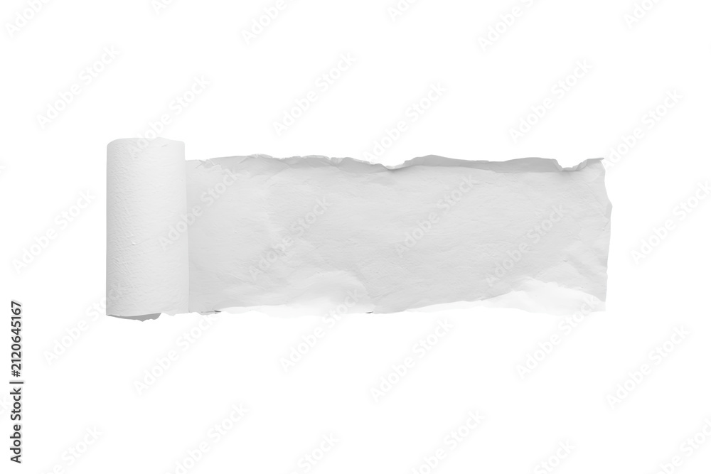 Obraz premium Textured white torn paper strip isolated on transparent background