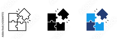 Trendy puzzle icon. Vector illustration of four puzzle matching pieces for concepts of games, toys, business, and startup strategies and solutions
