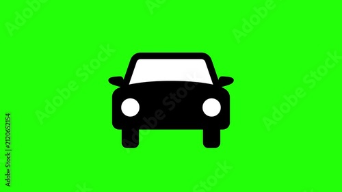 Car Icon with Moving Road Pattern Loop Animation on Green Screen