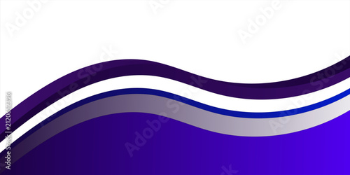 Abstract Background with Layered Dark Purple and Blue Curved Waves and Modern White Stripe Accent Design