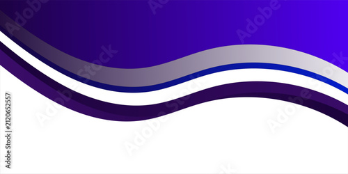 Abstract Background with Layered Dark Purple and Blue Curved Waves and Modern White Stripe Accent Design